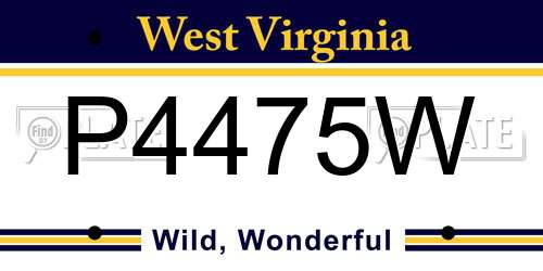 P4475W West Virginia License Plate