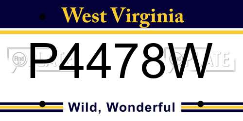 P4478W West Virginia License Plate