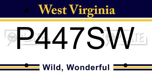 P447SW West Virginia License Plate