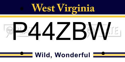 P44ZBW West Virginia License Plate