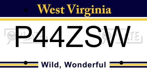 P44ZSW West Virginia License Plate