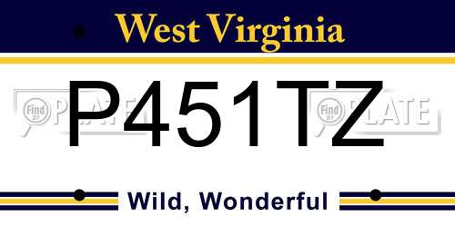 P451TZ West Virginia License Plate