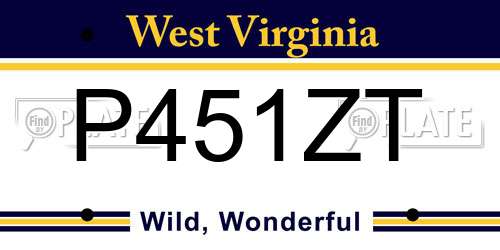 P451ZT West Virginia License Plate