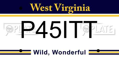 P45ITT West Virginia License Plate