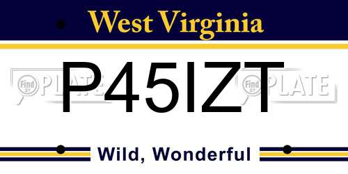 P45IZT West Virginia License Plate