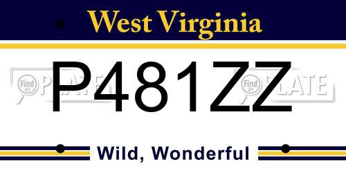 P481ZZ West Virginia License Plate