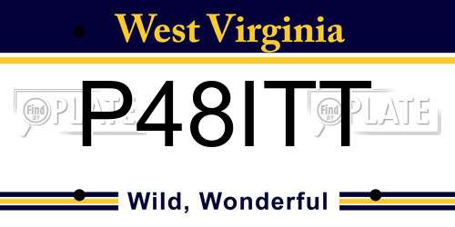 P48ITT West Virginia License Plate