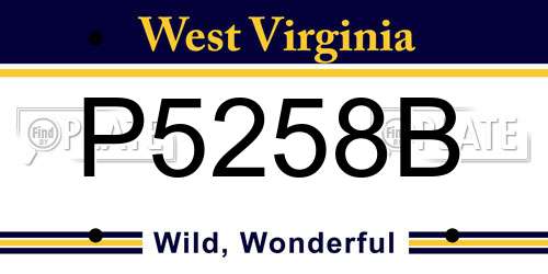 P5258B West Virginia License Plate