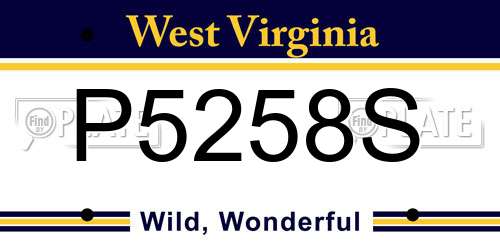 P5258S West Virginia License Plate