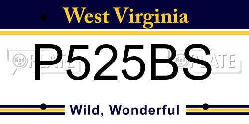 P525BS West Virginia License Plate