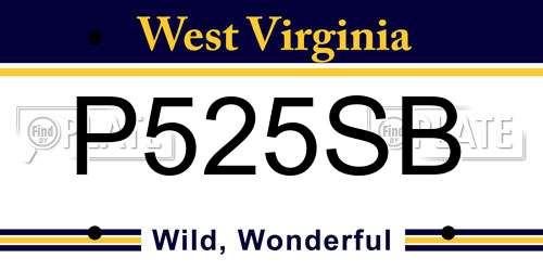 P525SB West Virginia License Plate