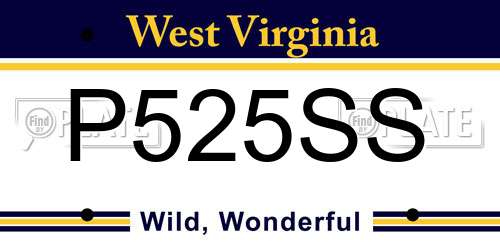 P525SS West Virginia License Plate