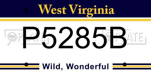 P5285B West Virginia License Plate