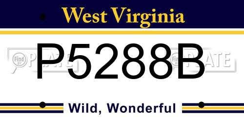 P5288B West Virginia License Plate