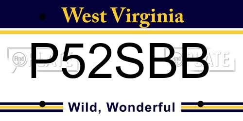 P52SBB West Virginia License Plate