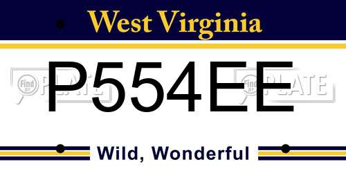 P554EE West Virginia License Plate