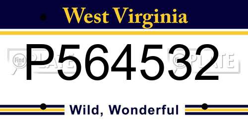 P564532 West Virginia License Plate