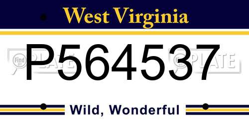 P564537 West Virginia License Plate