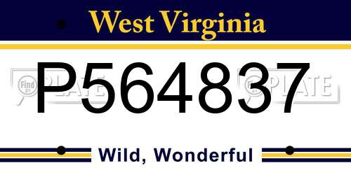 P564837 West Virginia License Plate