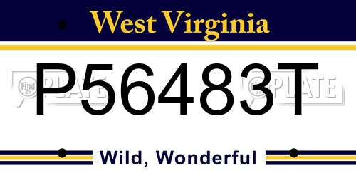 P56483T West Virginia License Plate
