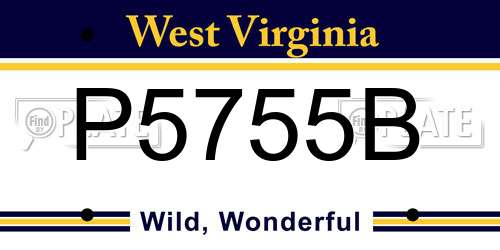 P5755B West Virginia License Plate
