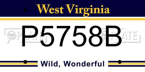 P5758B West Virginia License Plate