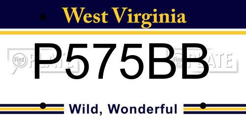 P575BB West Virginia License Plate