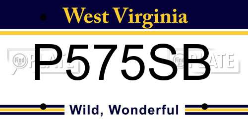 P575SB West Virginia License Plate