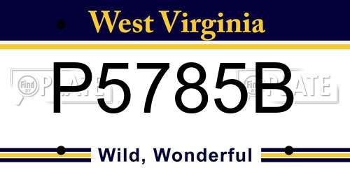 P5785B West Virginia License Plate