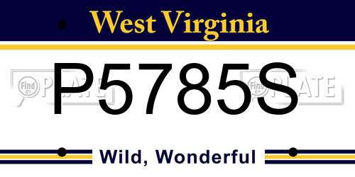 P5785S West Virginia License Plate