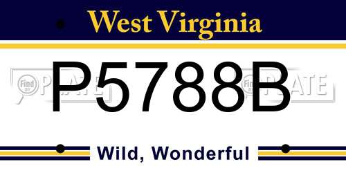 P5788B West Virginia License Plate