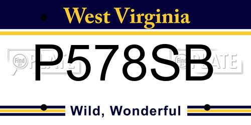 P578SB West Virginia License Plate