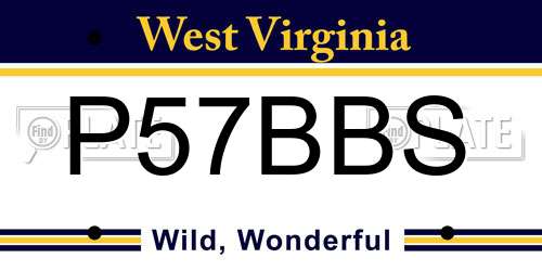 P57BBS West Virginia License Plate