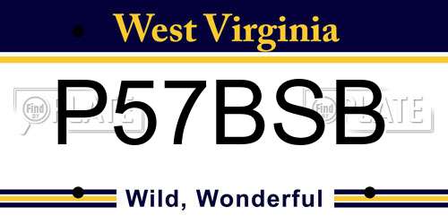 P57BSB West Virginia License Plate