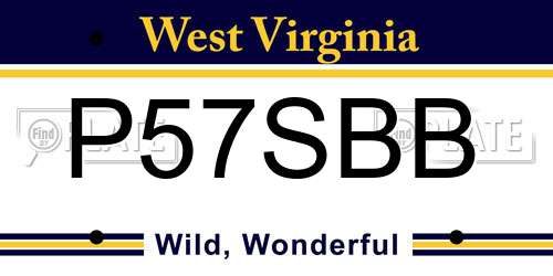 P57SBB West Virginia License Plate