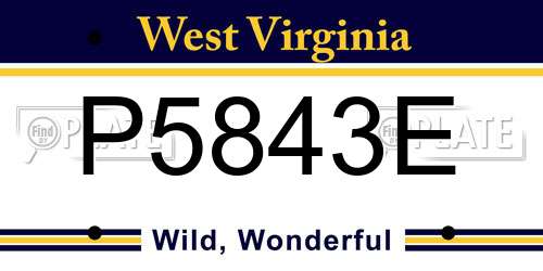 P5843E West Virginia License Plate