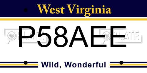 P58AEE West Virginia License Plate