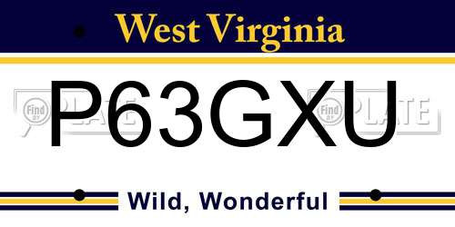 P63GXU West Virginia License Plate