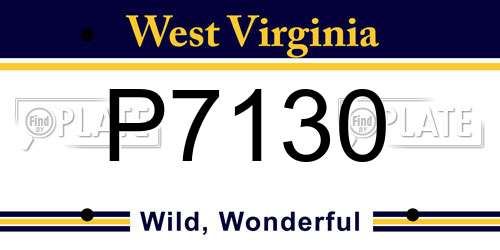 P7130 West Virginia License Plate