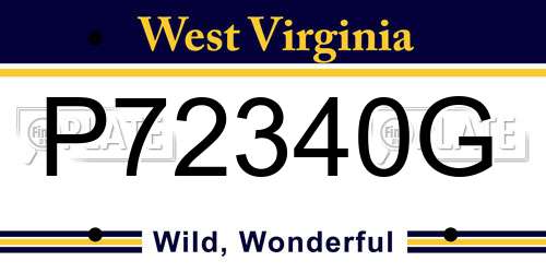 P72340G West Virginia License Plate