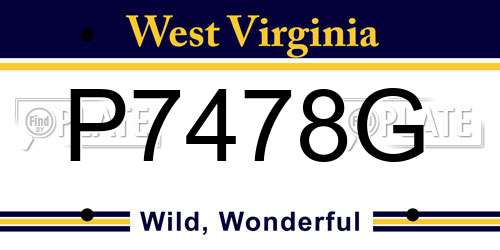 P7478G West Virginia License Plate