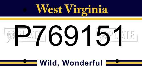 P769151 West Virginia License Plate