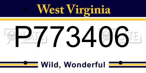 P773406 West Virginia License Plate