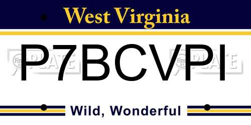 P7BCVPI West Virginia License Plate