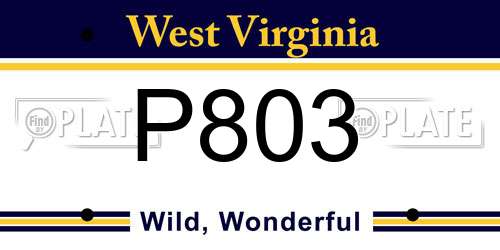 P803 West Virginia License Plate