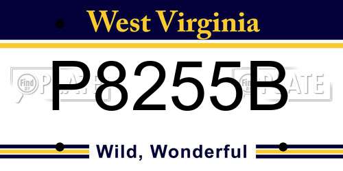 P8255B West Virginia License Plate