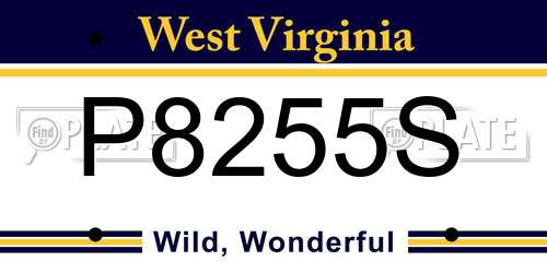 P8255S West Virginia License Plate