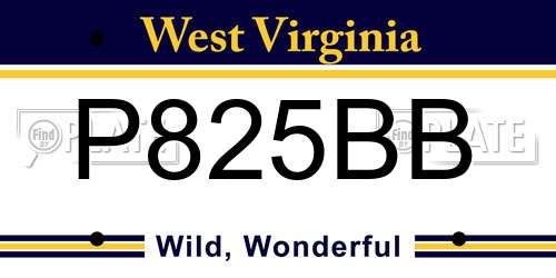P825BB West Virginia License Plate