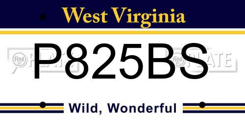 P825BS West Virginia License Plate