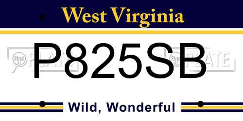 P825SB West Virginia License Plate